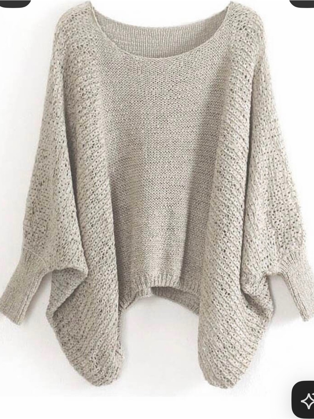 Boho Cream Open Knit Poncho Sweater Lightweight Crochet Cover Up